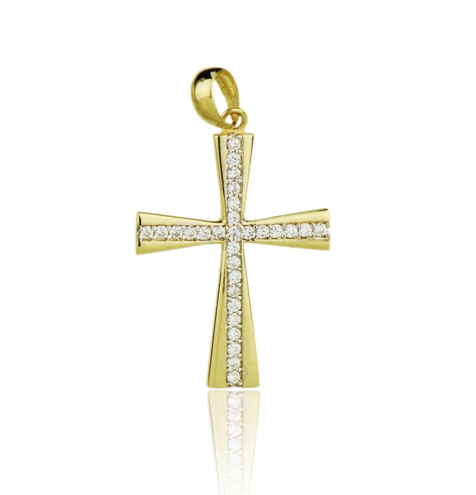 14k Yellow or White Gold Cz Cross Pendant