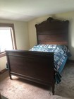 Antique High Back Victorian Carved Solid Oak Full Size Bed