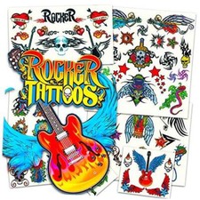Rock Star Temporary Tattoos Party Favor Set 58 Rocker Tattoos 