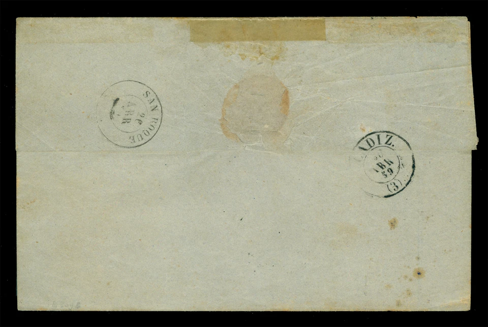 Spanish PHILIPPINES 1859 .Mar.3 ISABELLA II 1r green on beautiful cover to CADIZ - Image 2 of 2