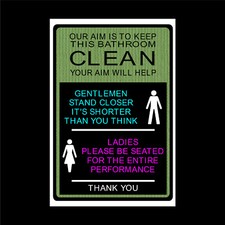 Clean bathroom toilet joke sign 9403 Fun novel gift ideas