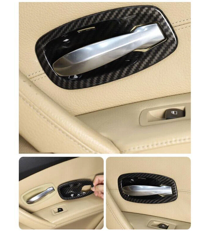 Подходит для BMW 5 серии 2006-2010 из углеродного волокна внутренняя дверная ручка чаша декор отделка - Изображение 4 из 4
