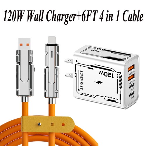 4-in-1 USB C Cable 120W 6FT for Apple Cable Fast Charging 480Mbps Data Sync - Picture 26 of 29