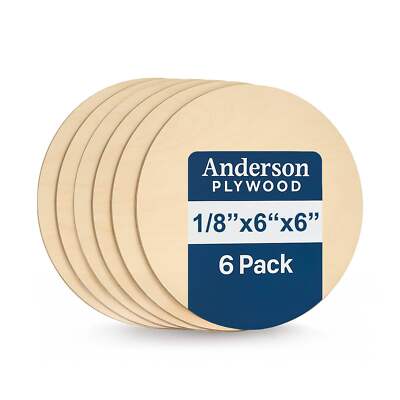 6'' Baltic Birch Wood Circles   1/8'' Thick, Pack of 6 | Unfinished Craft Discs by