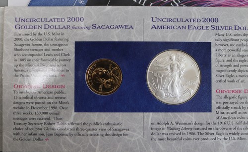 2000 Millennium Coinage and Currency Set 2000 UNC ASE & Sacagawea $1 + 1999 Note - Picture 7 of 8