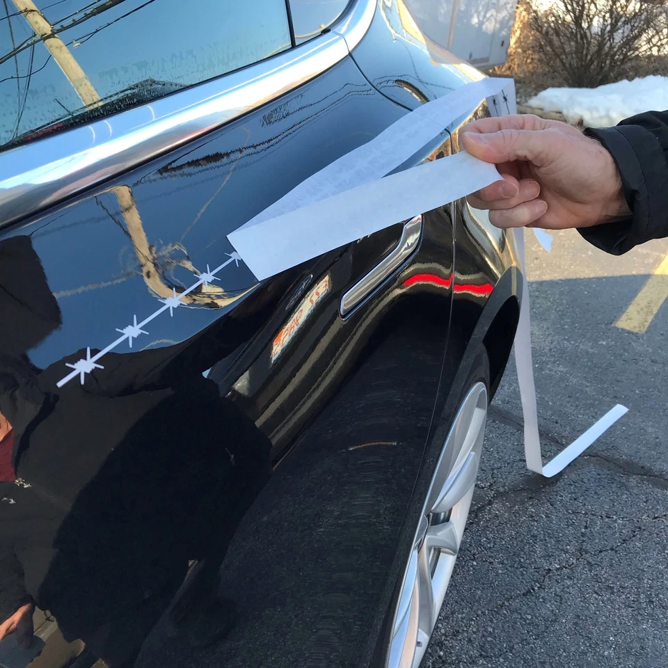 Alambre de púas a rayas 3M gráfico de rayas de vinilo 0,5" pulgadas de alto por 50" 50 pies en total Foto 2 de 4