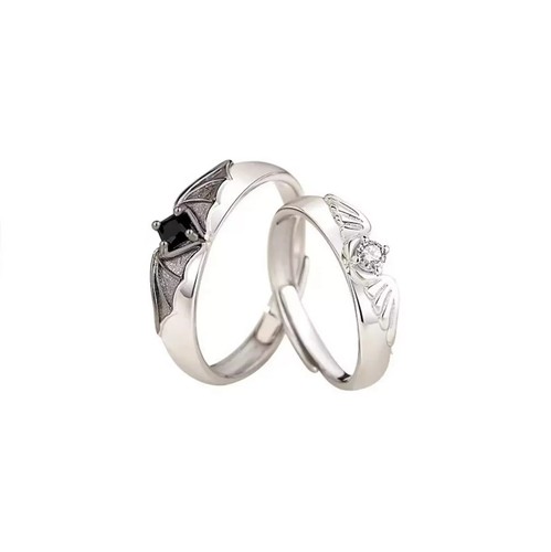 1.00Ct Couple Ring Set Princess Cut Simulated Diamond 14K Tow Tone Gold Plated - Picture 5 of 8