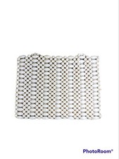 Vintage 80s White Plastic Beaded Case Clutch Bag Pouch