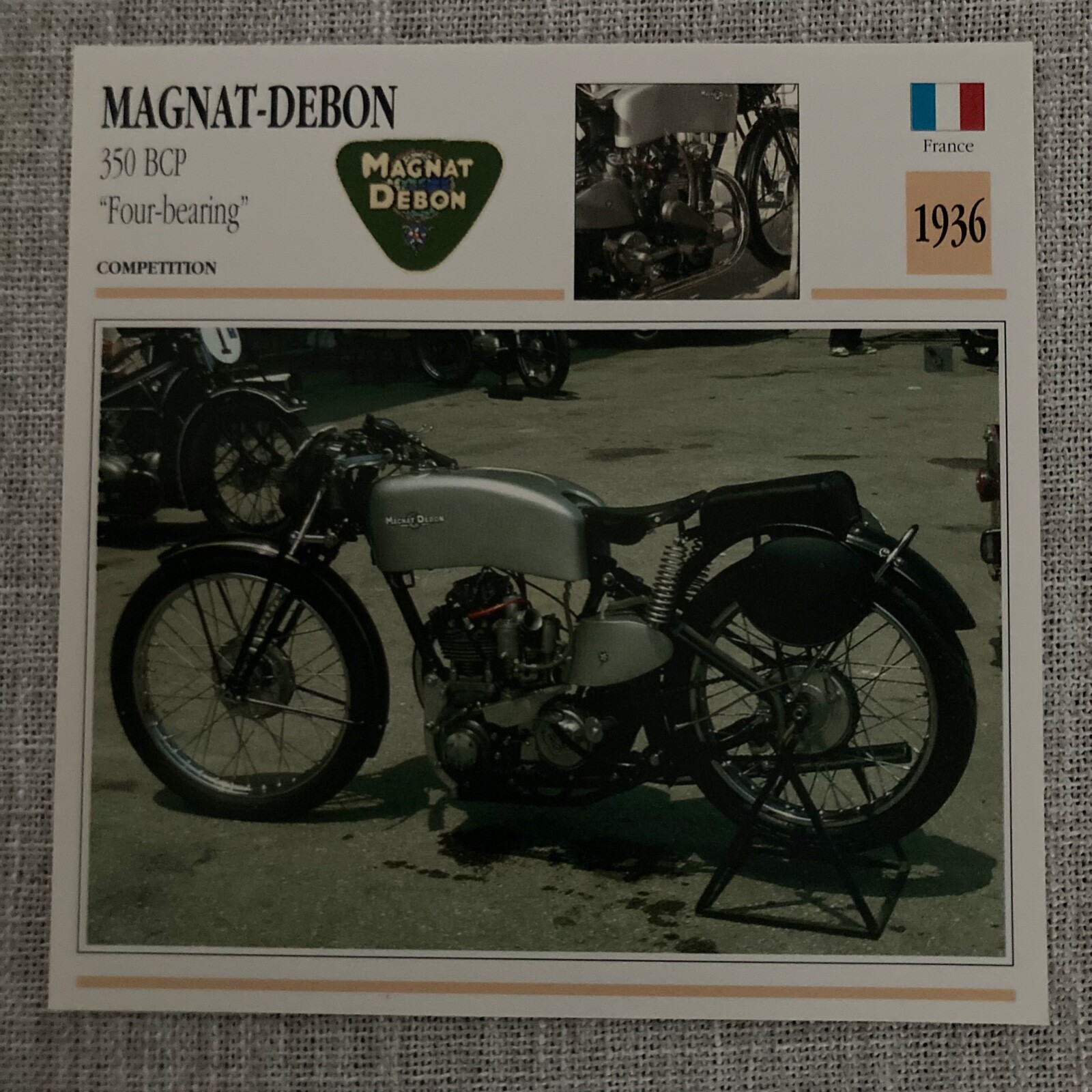 Magnat Debon 350 BCP Four Bearing 1936 France Edito Atlas Motorcycle Card