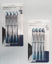 8 uni-ball Vision Elite BLX Rollerball Pens Bold Blue/Black Ink 0.8mm 67182