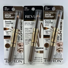 Revlon Brow Fantasy Colorstay 108 Light Brown Pencil & Gel New Sealed Lot 3