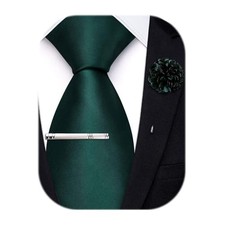 Mens 63/70 inches Solid Extra Long Silk Ties for Big and 70inch Dark Green