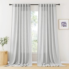 Semi Sheer Curtains - Natural Linen Textured Blend Sheer Curtains Light Glare...