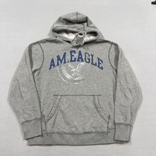 American Eagle Outfitters Hoodie Sweatshirt Mens Large Gray Fleece AM Eagle