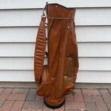 Wilson 6 Way Divider Brown Faux Leather Cart Golf Bag Vintage Logo Made In USA