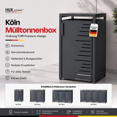 HUX-HOME  Köln Mülltonnenbox / Mülltonnenverkleidung für 240L Tonnen