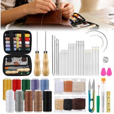 58X Heavy Duty Leather Sewing Kit with Thread Needles Awl Upholstery Repair DIY