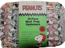 Peanuts Snoopy Christmas Candy 20 Piece Meal Prep Storage Containers