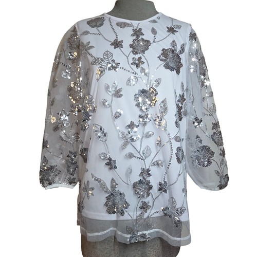 Sequin Embellished Blouse Size Small