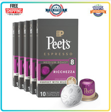 Peet's Medium Roast Espresso Pods, Ricchezza Intensity 8, 10 Count 5 Pack