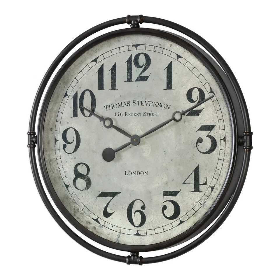 Nakul - 29.5 inch Industrial Wall Clock - 29.5 inches wide by 2.5 inches deep - Image 3 of 4
