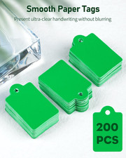 200 Pcs Price Tags with String Attached 1 3/8" X 7/8" Writable Green Hang Tag...