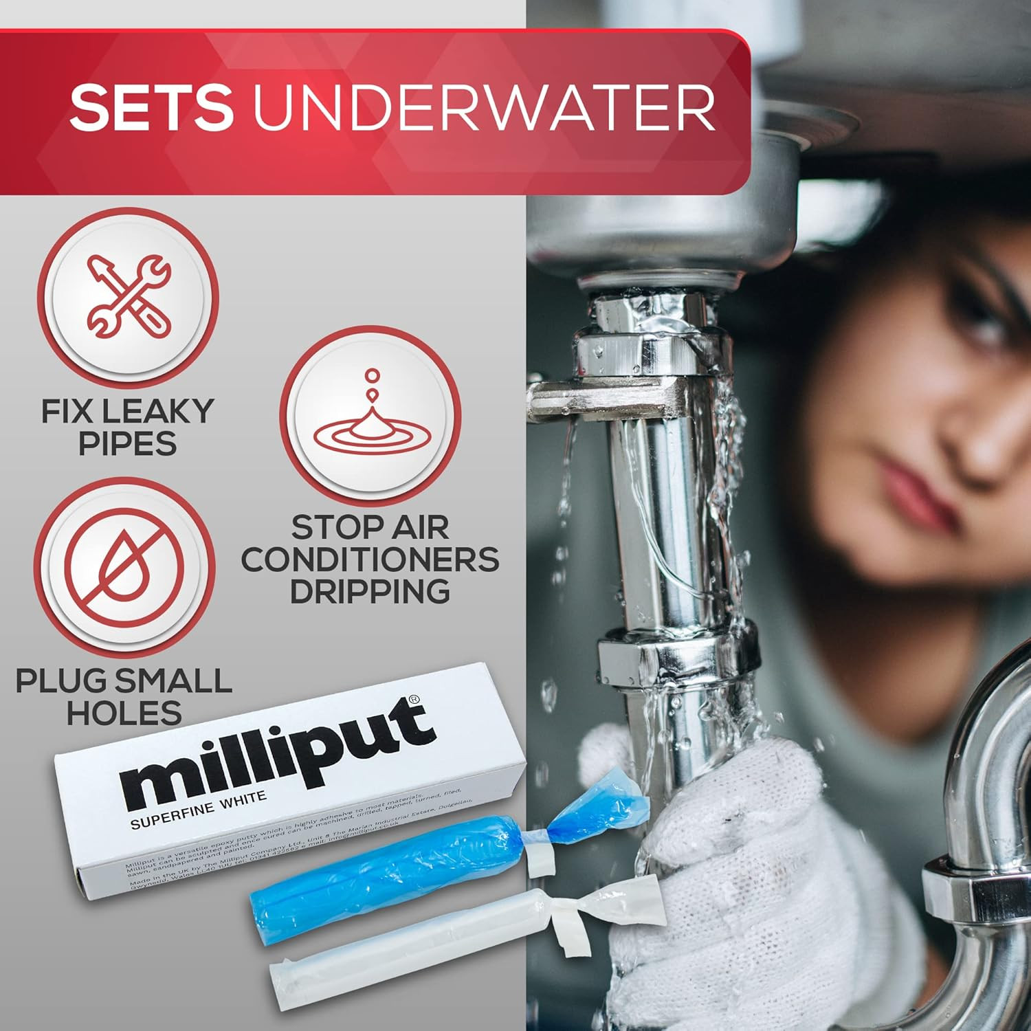 Milliput Plumbers Putty 10 Piece Set, Superfine White - with Sculpting Tools, Sa