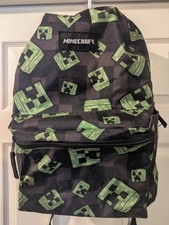 Minecraft Backpack Book Bag Black Green Shoul...