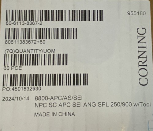 QTY 60 CORNING 8800-APC FIBER OPTIC CONNECTOR W/ SEMI-TIGHT BUFFER 80611383672 - Afbeelding 7 van 7