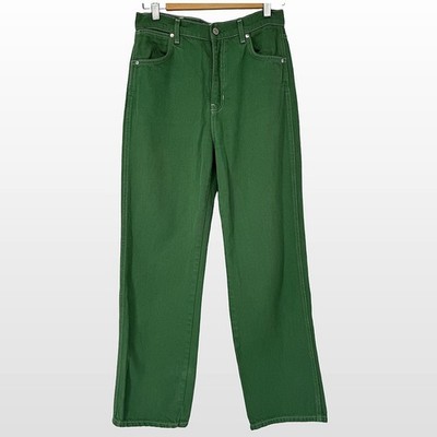 Reformation Cowboy High Rise Straight Jeans Womens 28 Grass Green Denim Boho