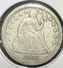 1858 Seated Liberty Dime 10¢ Silver Original VG–F Details Type Coin