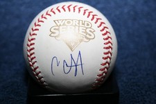 CC SABATHIA AUTOGRAPHED 2009 WORLD SERIES BASEBALL NEW YORK YANKEES BREWERS