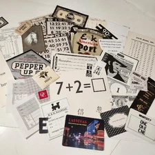 35 black & white ephemera lot 35 pc junk journal paper pack vintage collage E