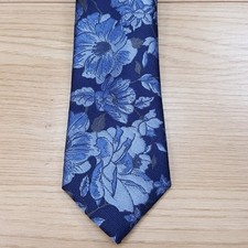 BAR III Mens Neck Tie Blue Floral Skinny Slim Woven Textured Silk Blend Necktie