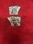VINTAGE GOLD TONE "JJ" EARRINGS SIGNED FACE MASK COSTUME JEWELRY (h12)