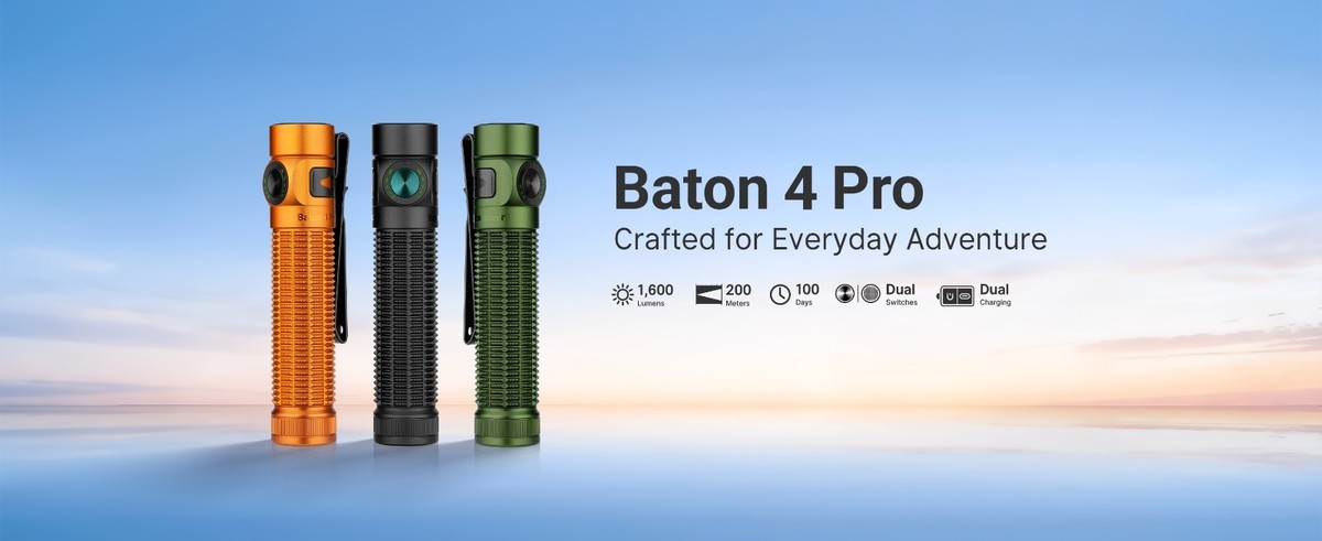 Olight Baton 4 Pro 1600 Lumen Rechargeable EDC Flashlight - Black