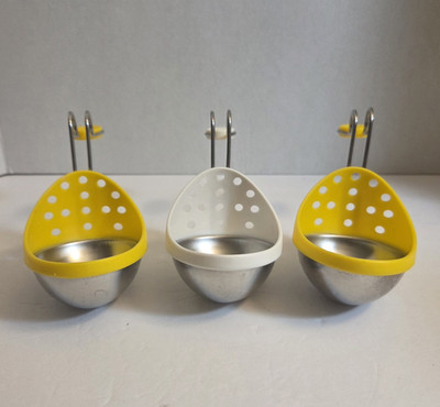 Cuisipro Stainless Steel Egg Poacher Cups Set of 3 Yellow/White Metal Hook