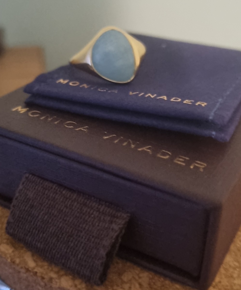 Monica Vinader Rio Gemstone Ring 18K Gold Vermeil with Aquamarine