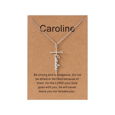 Caroline Name Cross Necklace Personalized Custom Name Cross Necklace for Women C