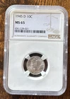 1945 D Mercury Dime MS 65