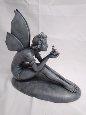 Elfin Sprite Fairy Garden Pixie Sculpture Nest Baby Bird Magical Resin 12'' X 11''