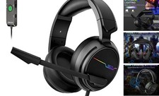 V20U USB Pro Gaming Headset for PC - 7.1 Surround Sound Headphones with Noise
