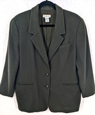 Talbots 14 olive 100 camel hair blazer jacket pockets made in Italy