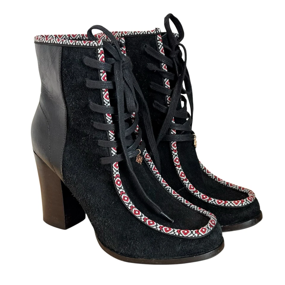 NANETTE LEPORE ISABEL Botín Negro Gamuza Mujer US 6 M Cuero Superior Foto 2 de 4