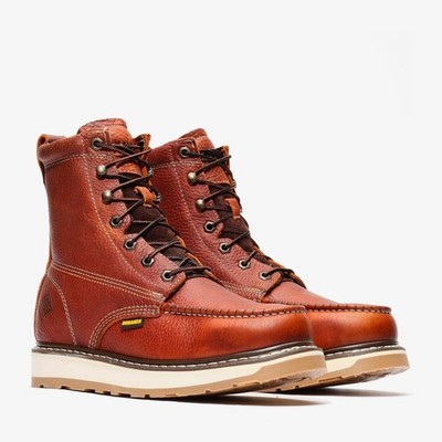 Bonanza Genuine Leather FRONTIER DUAL 8'' Moc Toe Double Density Work Boots-Brown