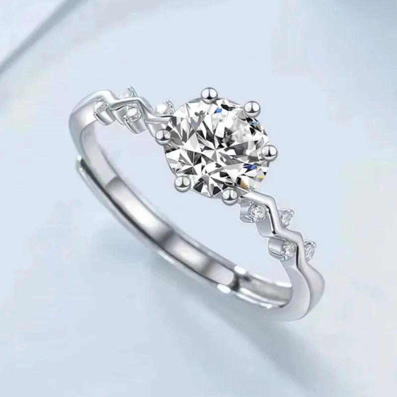 Verlobungsring Silber 925 plattiert Damen Ring Stein Zirkonia 1ct verstellbar - Bild 1 von 4
