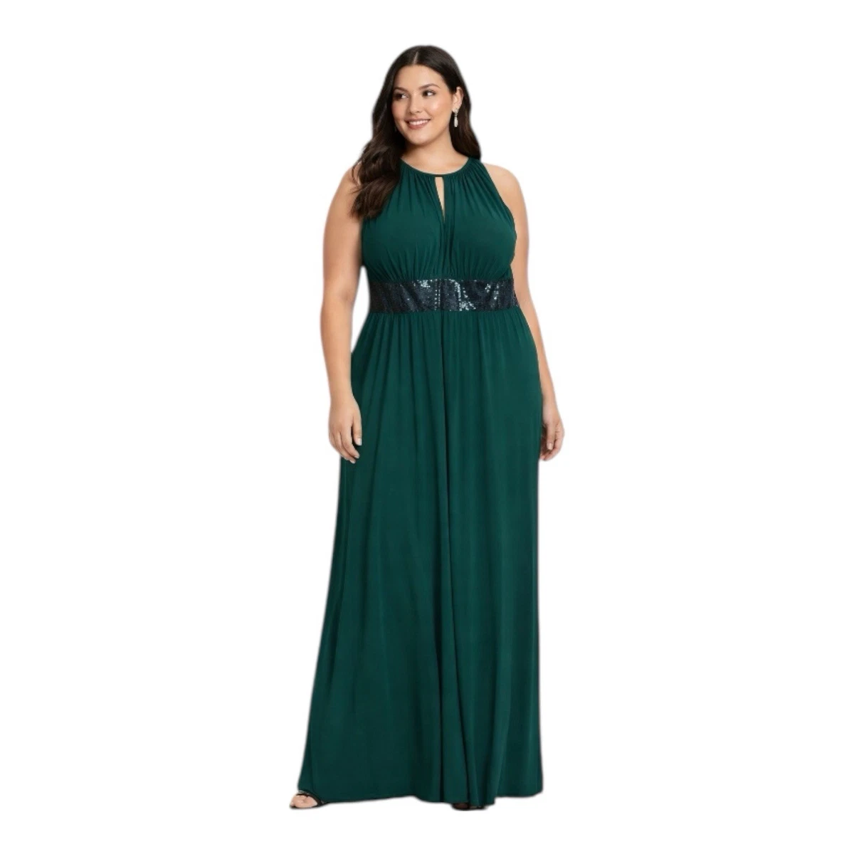 green emerald velvet dress R&M Richards 5623W Long Plus Size Evening Dress main image 1