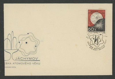 Czechoslovakia 1966 Atomic Age Jáchymov Atom Model Fountain FDC