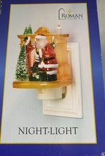 Vintage Roman Nightlight Santa flickering Fireplace Light Up NEW