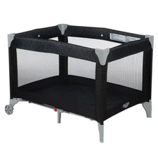 Portable Baby Play Yard With Carry Bag Kids Funsport Compact Crib Black Noir Dot